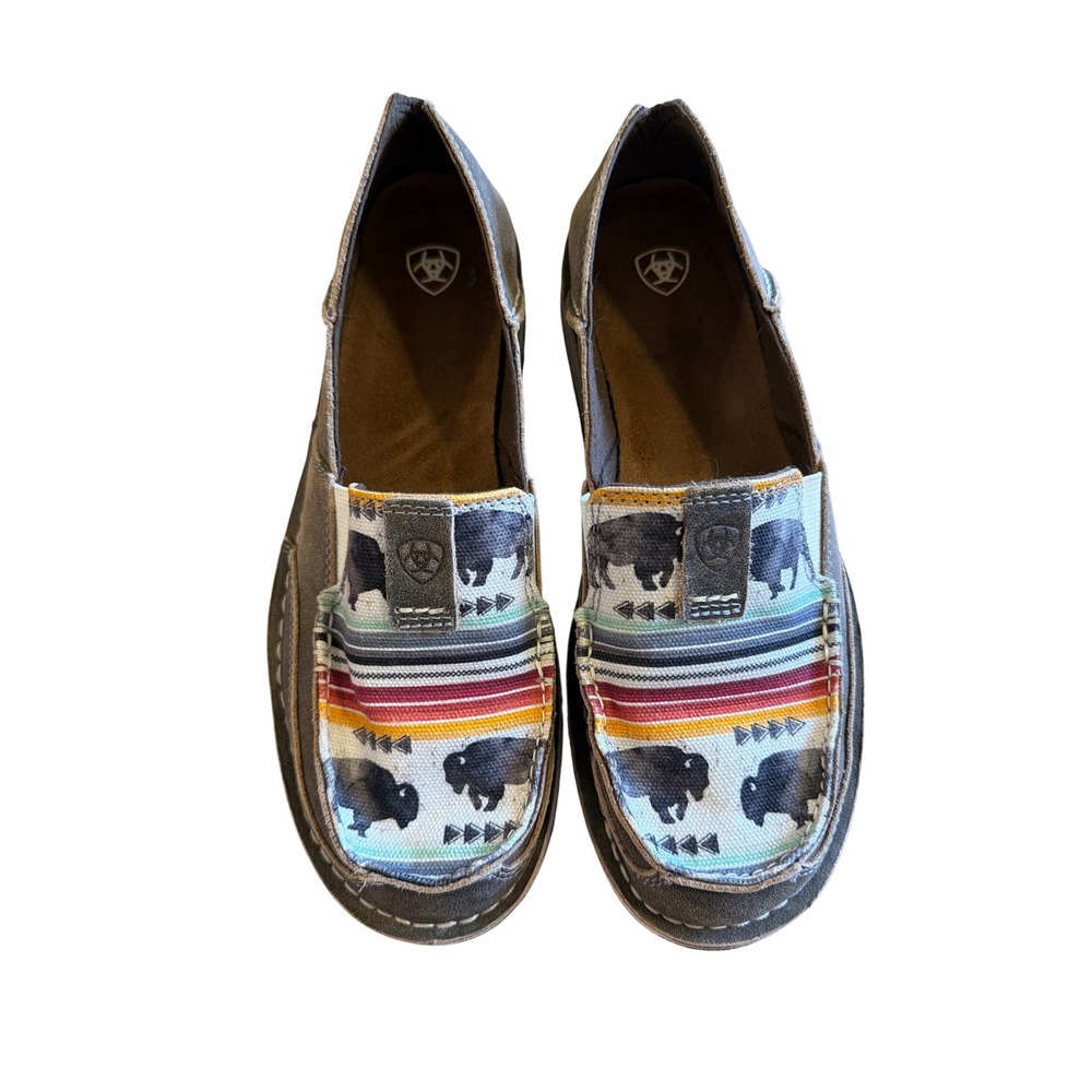 Ariat Buffalo Print Cruiser Women 9B Brown Southwestern Serape Slip On Shoes